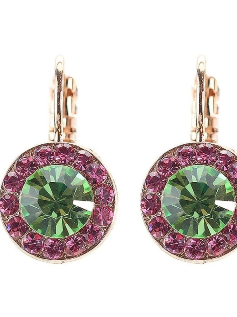 Mariana Coral Cove Gold-Tone Pink & Green Swarovski Crystal Lever-Back Earrings